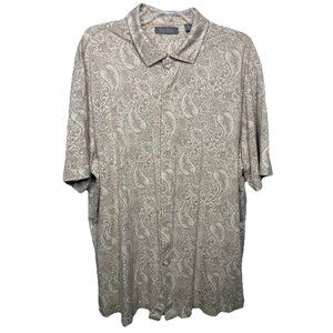 Daniel Cremieux Signature‎ Shirt Men's XL Beige Paisley Button Front Linen Blend
